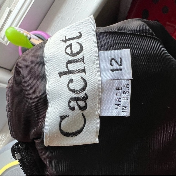 Cachet: Classic Little Black Ankle Length 1" Strap Flowy Dress Size 12 - Picture 5 of 7